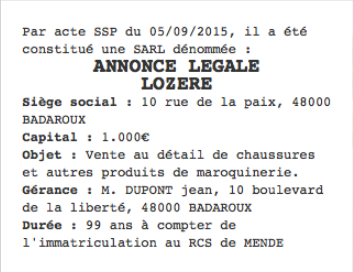 annonce legale lozere